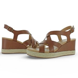 Lucky Brand Baymeer Leather Espadrille Wedge Sandals